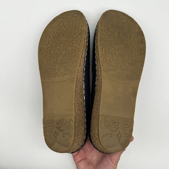 L’Artiste Spring Step Delphi’s Navy Blue Floral Leather Open Toe Wedge Sandal 42 - Picture 12 of 13